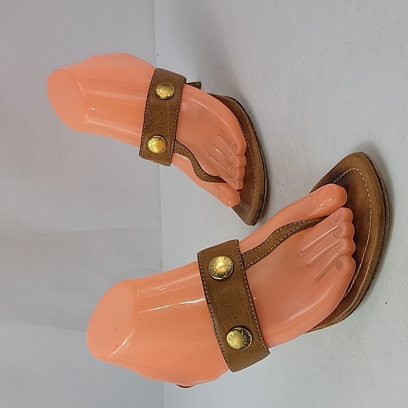 Prada Leather T-Strap Brown Women's Sandals - Picture 3 of 16